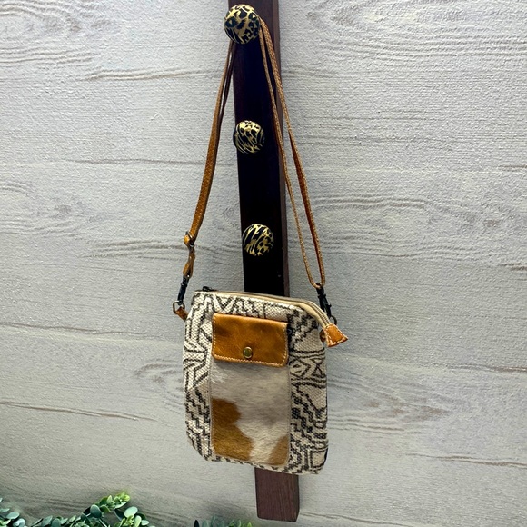 Myra Bag Bags Myra Canvas Cowhide Leather Crossbody Adjustable